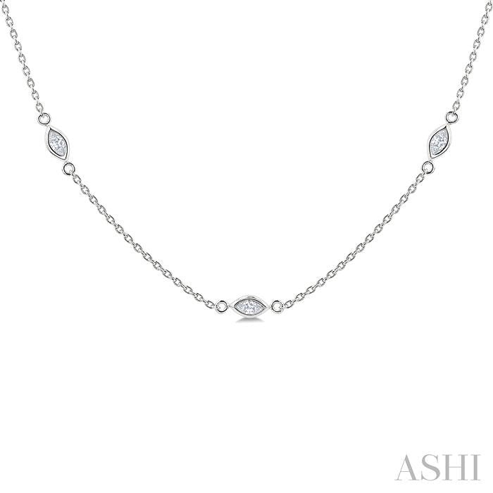 ASHI Marquise Shape Diamond Station Necklace 990AHPPFGNKWG-MQ