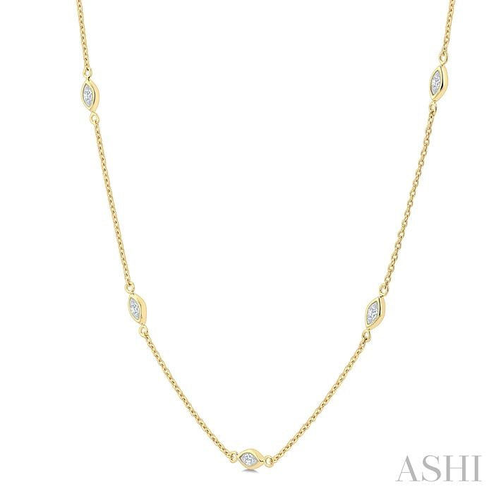 ASHI Marquise Shape Diamond Station Necklace 990AHPPFGNKYG-MQ