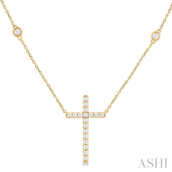 ASHI Cross Diamond Fashion Station Necklace 990DHPPTGNKYG