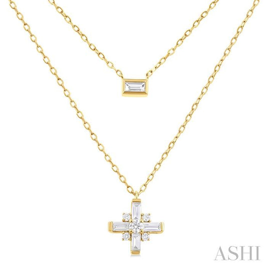 ASHI Baguette Diamond Layered Necklace 990VUPPFGNKYG