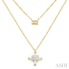 ASHI Baguette Diamond Layered Necklace 990VUPPFGNKYG
