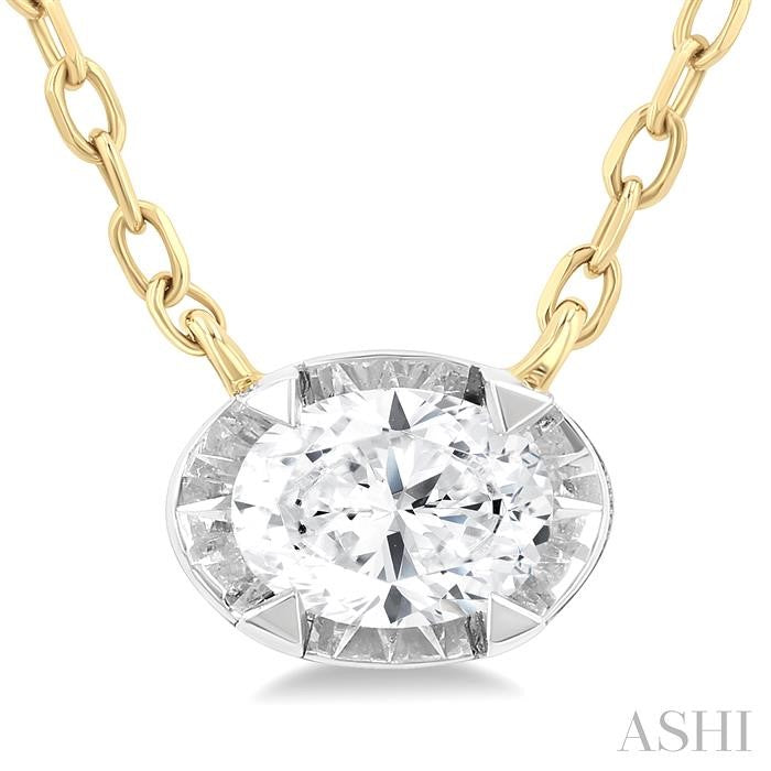 ASHI Oval Shape Bezel Set Diamond Station Necklace 990XQPPFGNKYW-OV