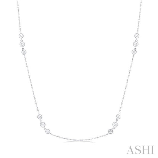ASHI 3 Stone Diamond Station Necklace 991D1PPFGNKWG-1.50