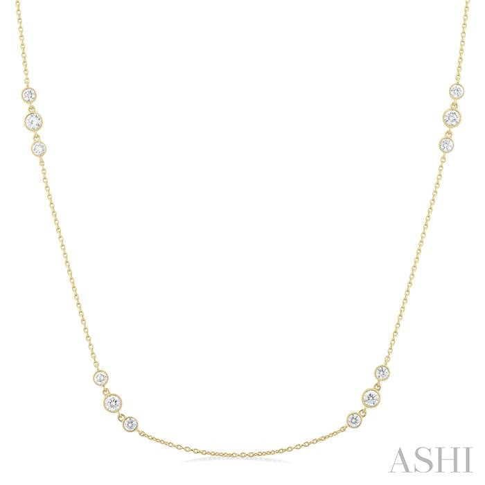 ASHI 3 Stone Diamond Station Necklace 991D1PPFGNKYG