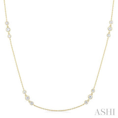 ASHI 3 Stone Diamond Station Necklace 991D1PPFGNKYG