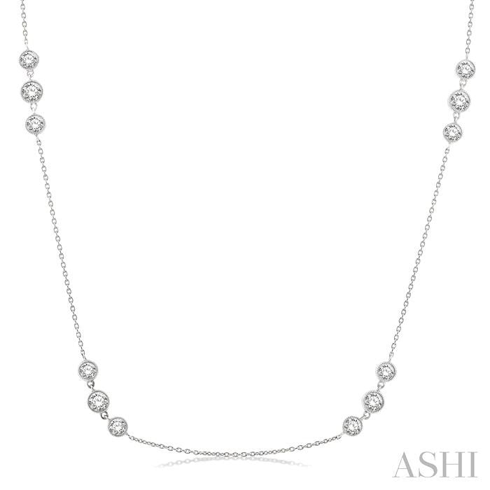 ASHI 3 Stone Diamond Station Necklace 991D2PPFGNKWG