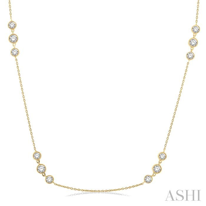 ASHI 3 Stone Diamond Station Necklace 991D2PPFGNKYG