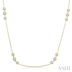 ASHI 3 Stone Diamond Station Necklace 991D2PPFGNKYG