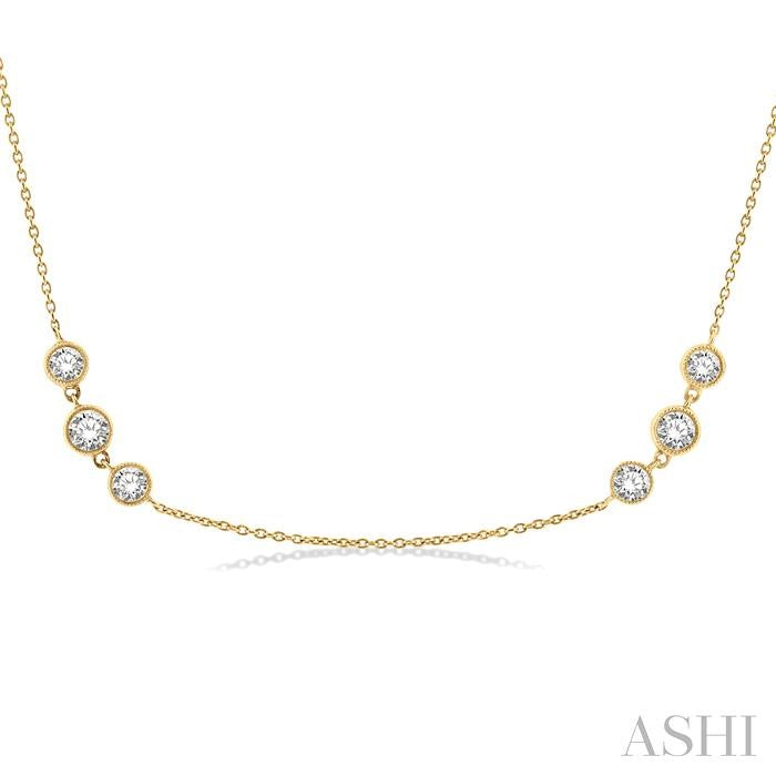 ASHI 3 Stone Diamond Station Necklace 991D2PPFGNKYG
