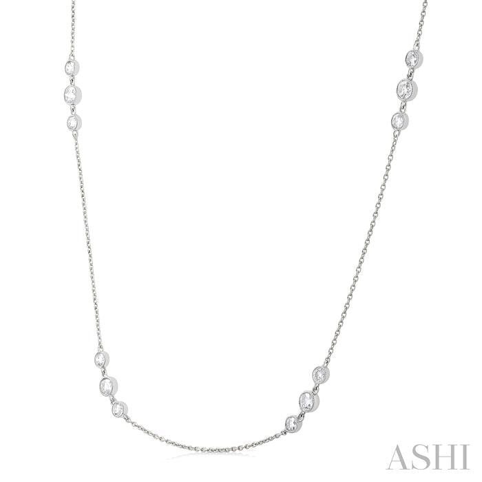 ASHI 3 Stone Diamond Station Necklace 991DVPPFGNKWG