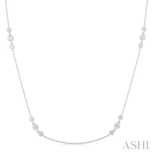 ASHI 3 Stone Diamond Station Necklace 991DVPPFGNKWG