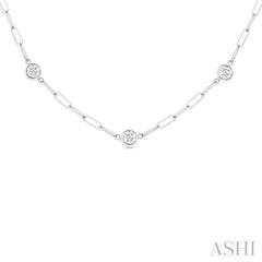 ASHI Bezel Set Paperclip Diamond Station Necklace 992E1PPFGNKWG