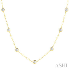 ASHI Bezel Set Paperclip Diamond Station Necklace 992E2PPFGNKYG