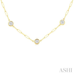 ASHI Bezel Set Paperclip Diamond Station Necklace 992E2PPFGNKYG