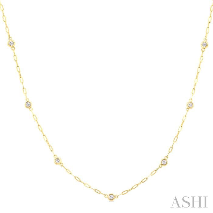 ASHI Bezel Set Paperclip Diamond Station Necklace 992EQPPFGNKYG