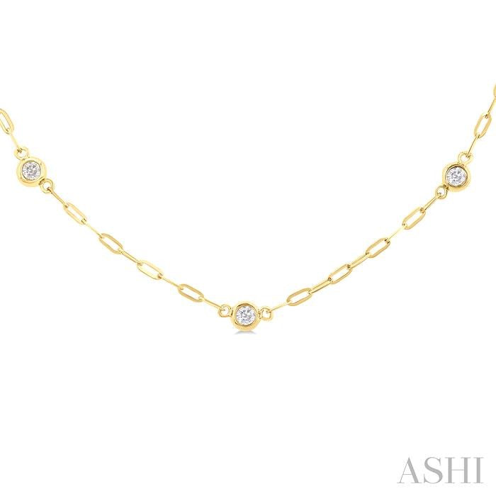 ASHI Bezel Set Paperclip Diamond Station Necklace 992EQPPFGNKYG