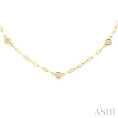 ASHI Bezel Set Paperclip Diamond Station Necklace 992EQPPFGNKYG