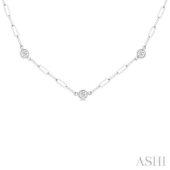 ASHI Bezel Set Paperclip Diamond Station Necklace 992EVPPFGNKWG