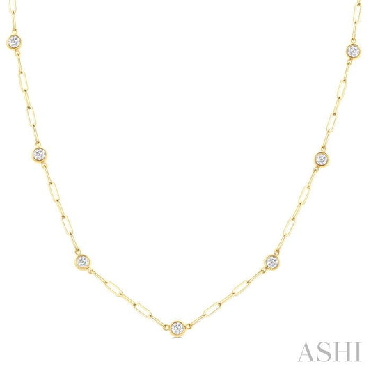 ASHI Bezel Set Paperclip Diamond Station Necklace 992EVPPFGNKYG