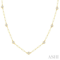ASHI Bezel Set Paperclip Diamond Station Necklace 992EVPPFGNKYG