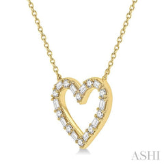 ASHI Heart Shape Baguette Diamond Pendant 992GHPPFHNKYG