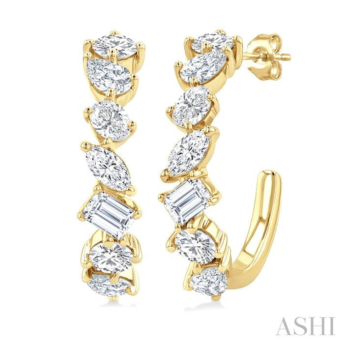 ASHI Mixed Shape Scatter Diamond Fashion Half Hoop Earrings 992P0PPFHERYG-1.50
