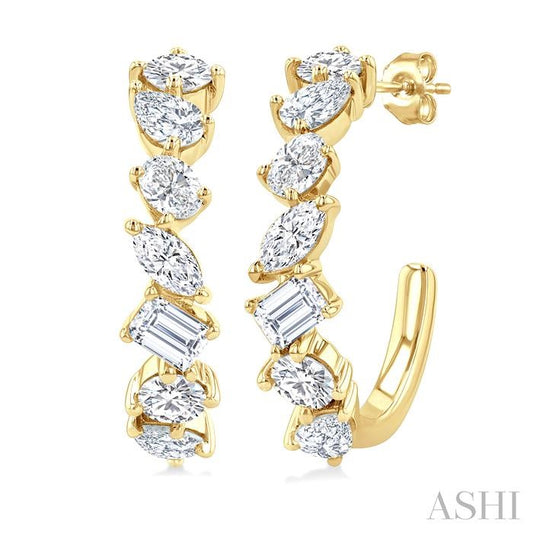 ASHI Mixed Shape Scatter Diamond Fashion Half Hoop Earrings 992P0PPFHERYG-1.50
