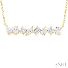 ASHI Mixed Shape Scatter Diamond Bar Fashion Necklace 992P1PPFHNKYG-1.10