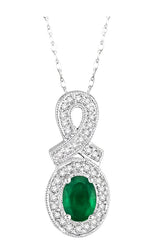 Parkplace Jewelers Oval Shape Gemstone & Halo Diamond Pendant 58397PPFSPDEMWG