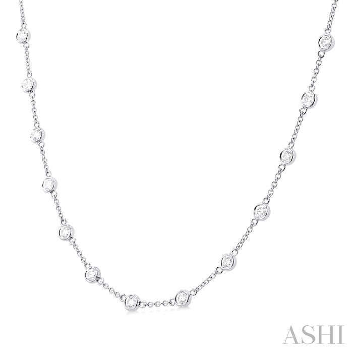 ASHI Bezel Set Diamond Station Necklace 993D2PPFGNKWG