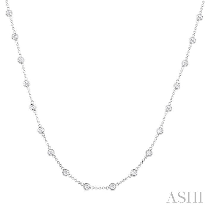 ASHI Bezel Set Diamond Station Necklace 993D2PPFGNKWG