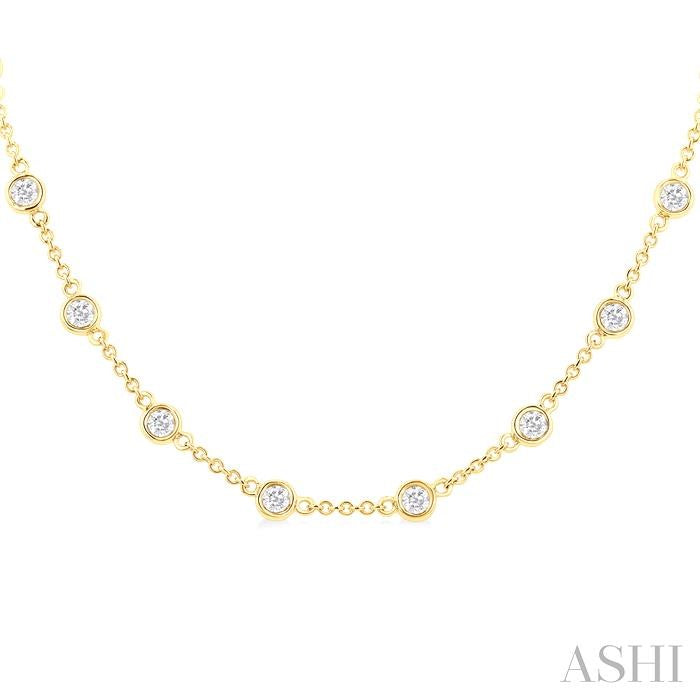 ASHI Bezel Set Diamond Station Necklace 993D2PPFGNKYG