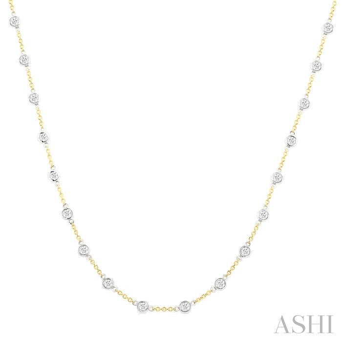 ASHI Bezel Set Diamond Station Necklace 993D2PPFGNKYW