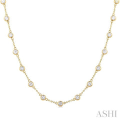 ASHI Bezel Set Diamond Station Necklace 993D3PPFGNKYG