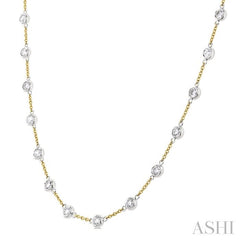ASHI Bezel Set Diamond Station Necklace 993D3PPFGNKYW