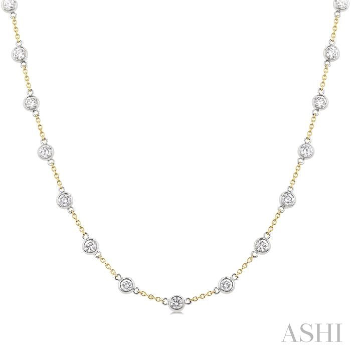 ASHI Bezel Set Diamond Station Necklace 993D3PPFGNKYW