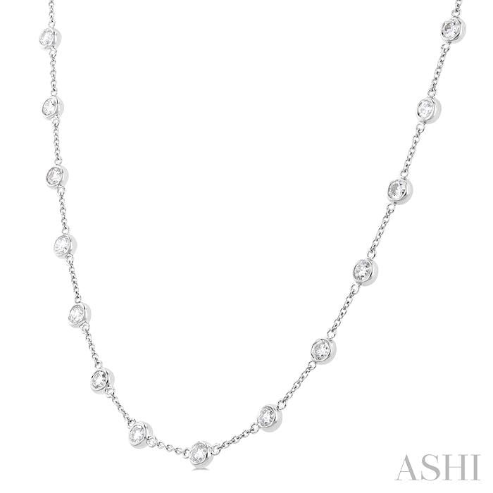 ASHI Bezel Set Diamond Station Necklace 993D3PPFHNKWG