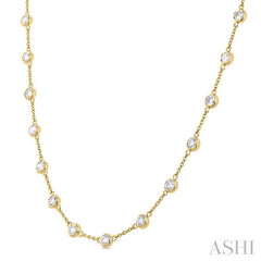 ASHI Bezel Set Diamond Station Necklace 993D3PPFHNKYG