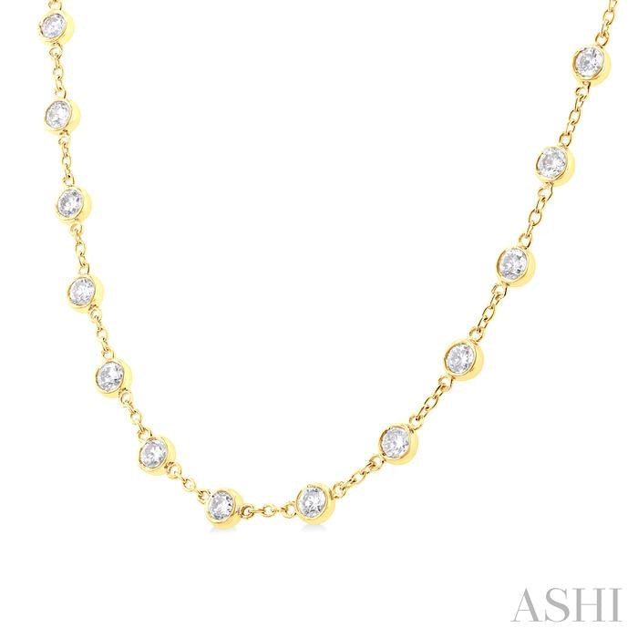 ASHI Bezel Set Diamond Station Necklace 993D4PPFGNKYG