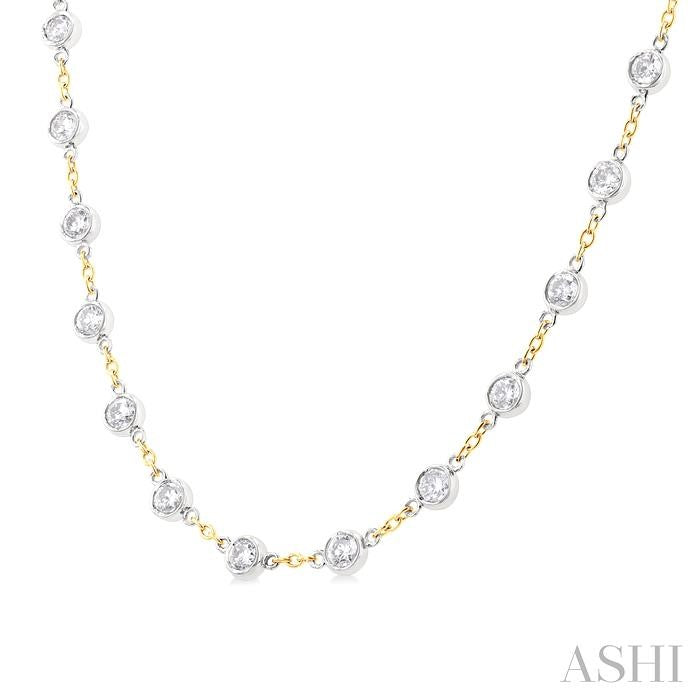 ASHI Bezel Set Diamond Station Necklace 993D4PPFGNKYW