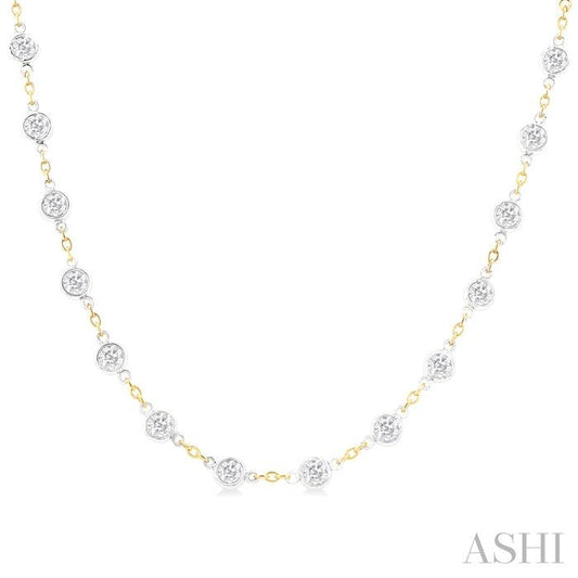 ASHI Bezel Set Diamond Station Necklace 993D4PPFGNKYW