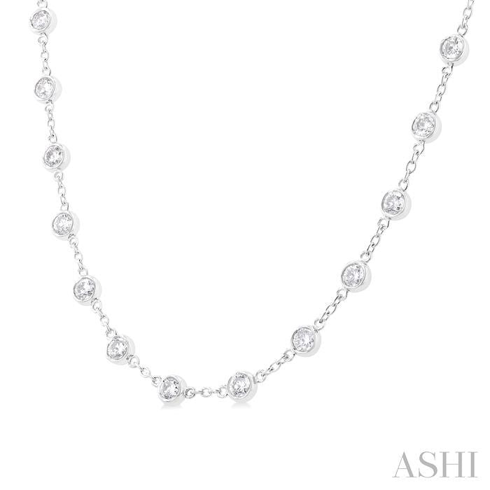 ASHI Bezel Set Diamond Station Necklace 993D4PPFHNKWG