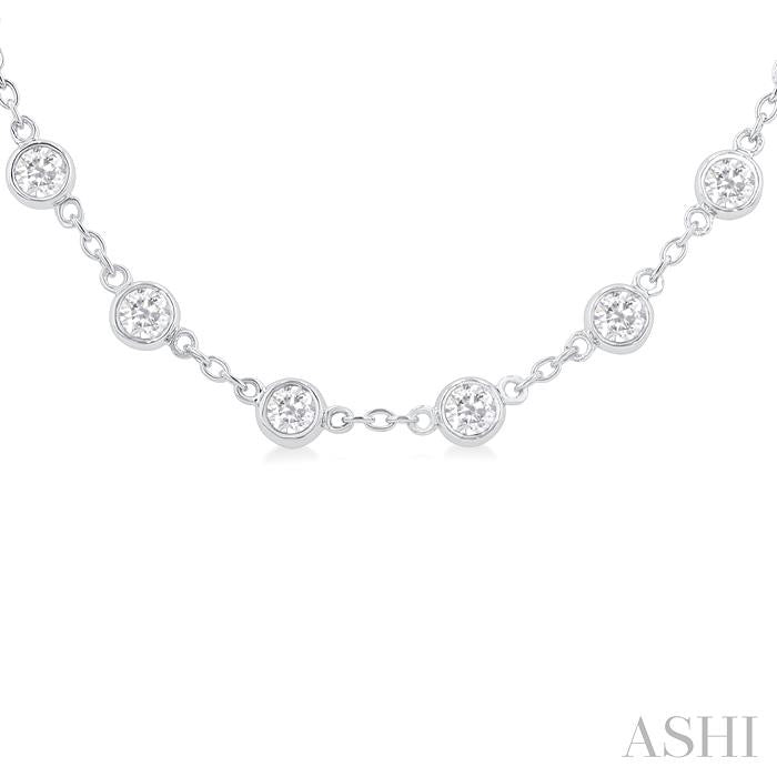 ASHI Bezel Set Diamond Station Necklace 993D4PPFHNKWG
