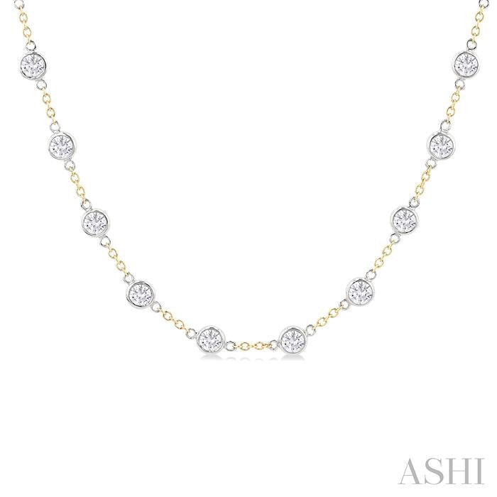 ASHI Bezel Set Diamond Station Necklace 993D5PPFGNKYW