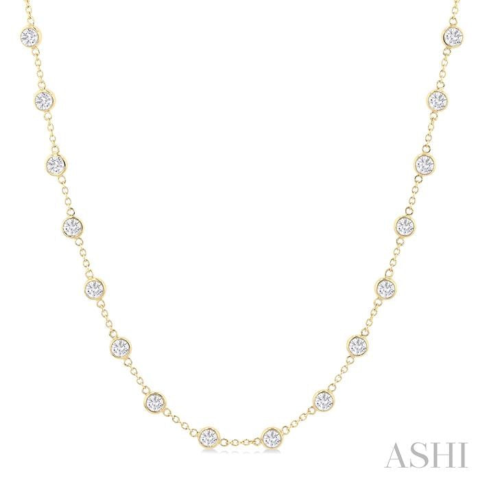 ASHI Bezel Set Diamond Station Necklace 993D5PPFHNKYG