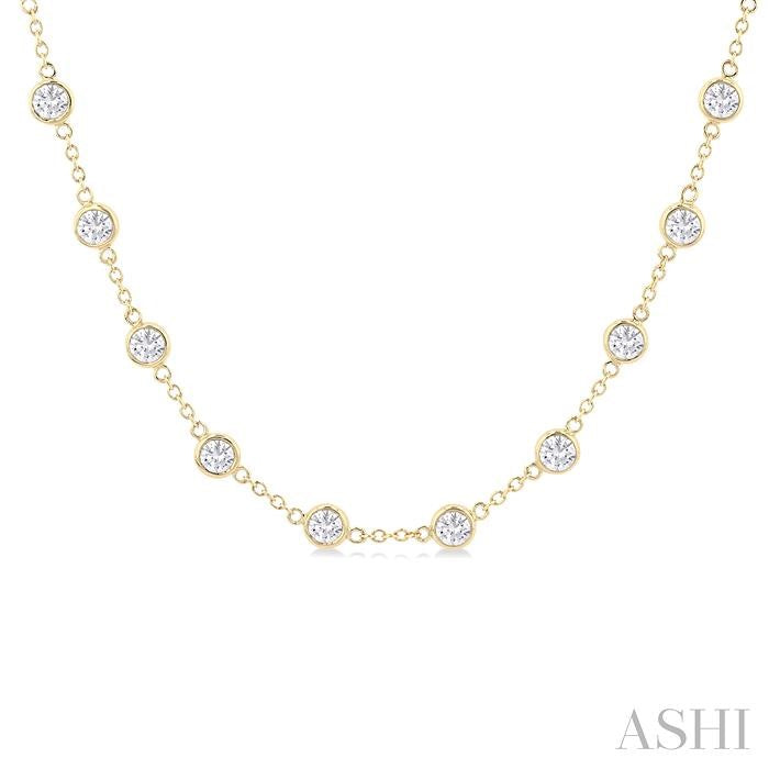 ASHI Bezel Set Diamond Station Necklace 993D5PPFHNKYG