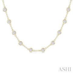 ASHI Bezel Set Diamond Station Necklace 993D5PPFHNKYG