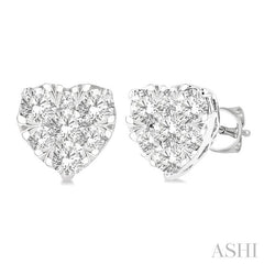 ASHI Heart Shape Lovebright Essential Diamond Stud Earrings 99412PPFGERWG