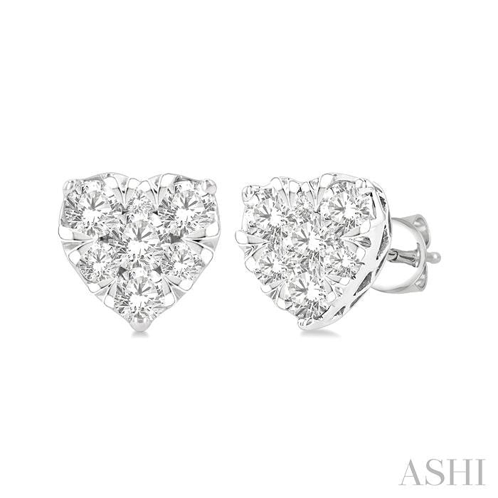 ASHI Heart Shape Lovebright Essential Diamond Stud Earrings 99413PPFGERWG