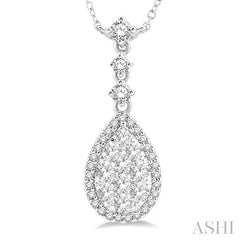 ASHI Pear Shape Halo Lovebright Diamond Necklace 99421PPFGNKWG